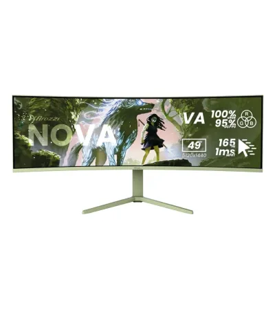 Arozzi Nova 49TUW165 49 Zoll Gaming Monitor mieten, VA, 5120 x 1440 DQHD, 165 Hz, USB-C 65 W, KVM - Farbe Grün