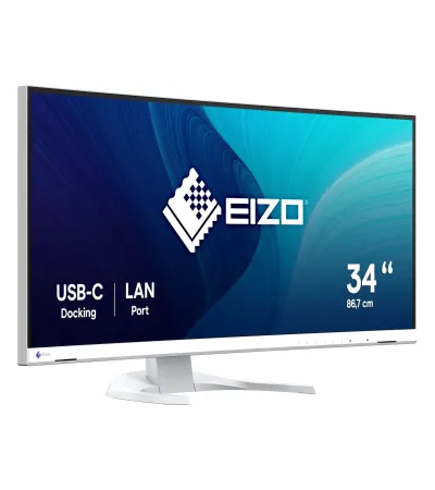 EIZO FlexScan EV3451X 34 Zoll mieten, IPS, 3440 x 1440 UWQHD, 100 Hz, USB-C 94 W, RJ45, KVM, Curved - Farbe Weiß