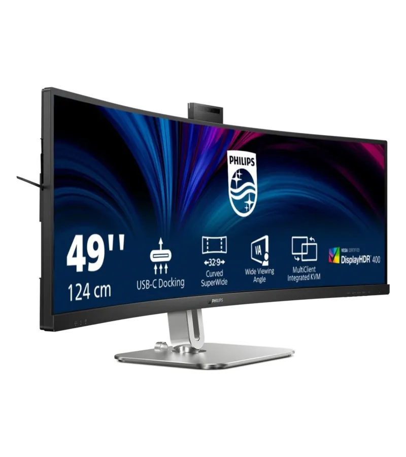 Philips 49B2U6900CH 49 Zoll mieten, VA, 5120 x 1440 DQHD, 3x USB-C, Webcam, RJ45, KVM, Curved - Dunkelgrau/Silber