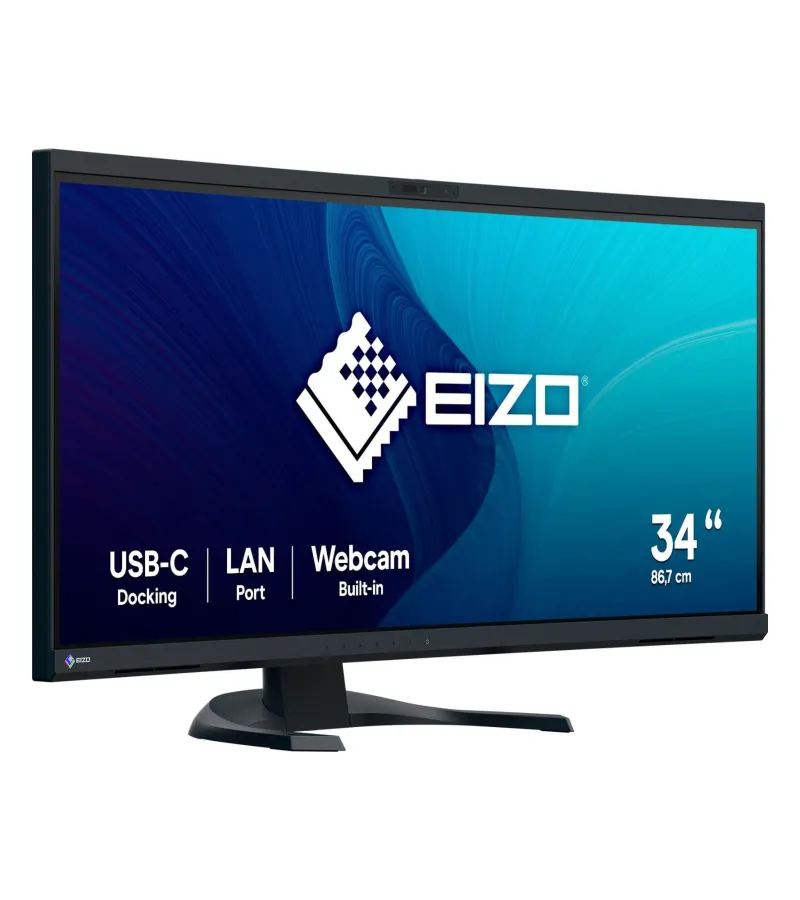 EIZO FlexScan EV3450XC 34 Zoll mieten, IPS, 3440 x 1440 UWQHD, 5-MP-Webcam, USB-C 94 W, RJ45, KVM - Farbe Schwarz