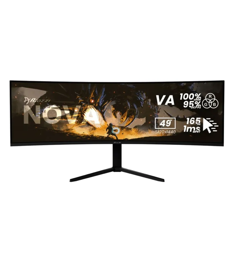 Arozzi Nova 49TUW165 49 Zoll Gaming Monitor mieten, VA, 5120 x 1440 DQHD, 165 Hz, USB-C 65 W, KVM - Farbe Schwarz
