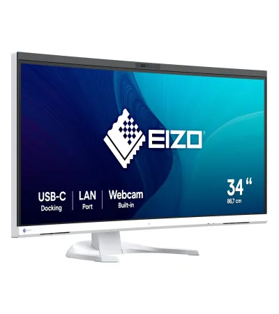 EIZO FlexScan EV3450XC 34 Zoll mieten, IPS, 3440 x 1440 UWQHD, 5-MP-Webcam, USB-C 94 W, RJ45, KVM - Farbe Weiß