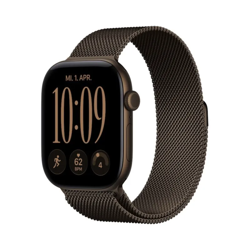 Apple Watch 12 Titan Bronze GPS + Cellular mieten, 42 mm oder 46 mm, Milanaise Dunkelbronze