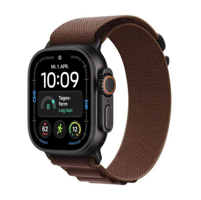 Apple Watch Ultra 4 Schwarz mieten, mit Alpine Loop Armband Burgunder
