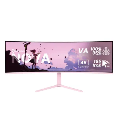 Arozzi Nova 49TUW165 49 Zoll Gaming Monitor mieten, VA, 5120 x 1440 DQHD, 165 Hz, USB-C 65 W, KVM - Farbe Pink