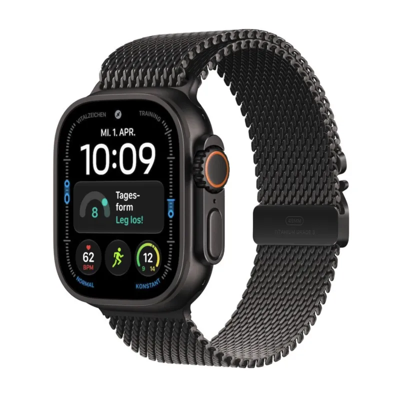 Apple Watch Ultra 4 mieten, mit Milanaise Armband Titan Schwarz