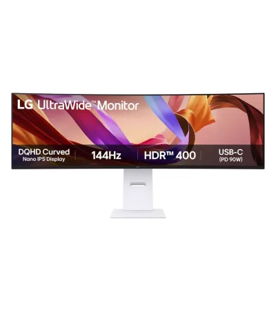 LG UltraWide 49U950A-W 49 Zoll mieten, Nano IPS, 5120 x 1440 DQHD, 144 Hz, USB-C 90 W, KVM - Farbe Weiß