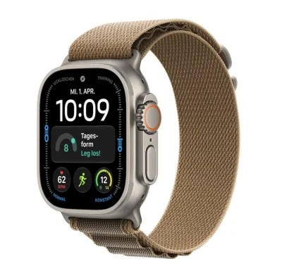 Apple Watch Ultra 4 Natur mieten, mit Alpine Loop Armband Wüstensand