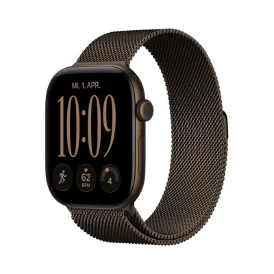 Apple Watch 12 Titan Bronze GPS + Cellular mieten, 42 mm oder 46 mm, Milanaise Dunkelbronze