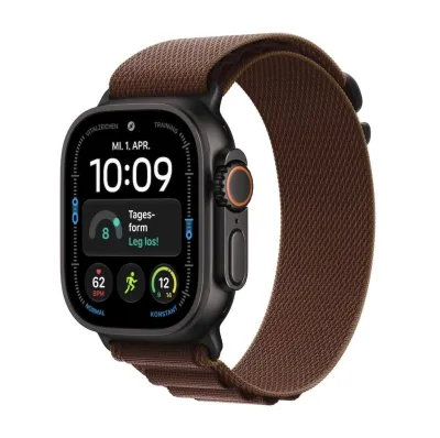 Apple Watch Ultra 4 Schwarz mieten, mit Alpine Loop Armband Burgunder
