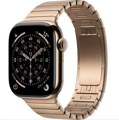 Apple Watch 11 GPS + Cellular mieten, 42 mm oder 46 mm Titan Gold, Gliederarmband Gold