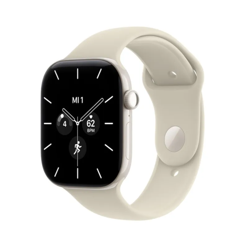 Apple Watch 12 Keramikgehäuse Perlweiß GPS + Cellular mieten, 42 mm oder 46 mm, Sportarmband Sand